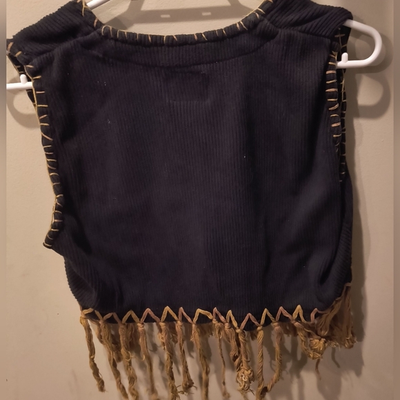Vintage Joy Joy Embroidered Fringe Vest – Boho Western Festival – Size M - Picture 2 of 6